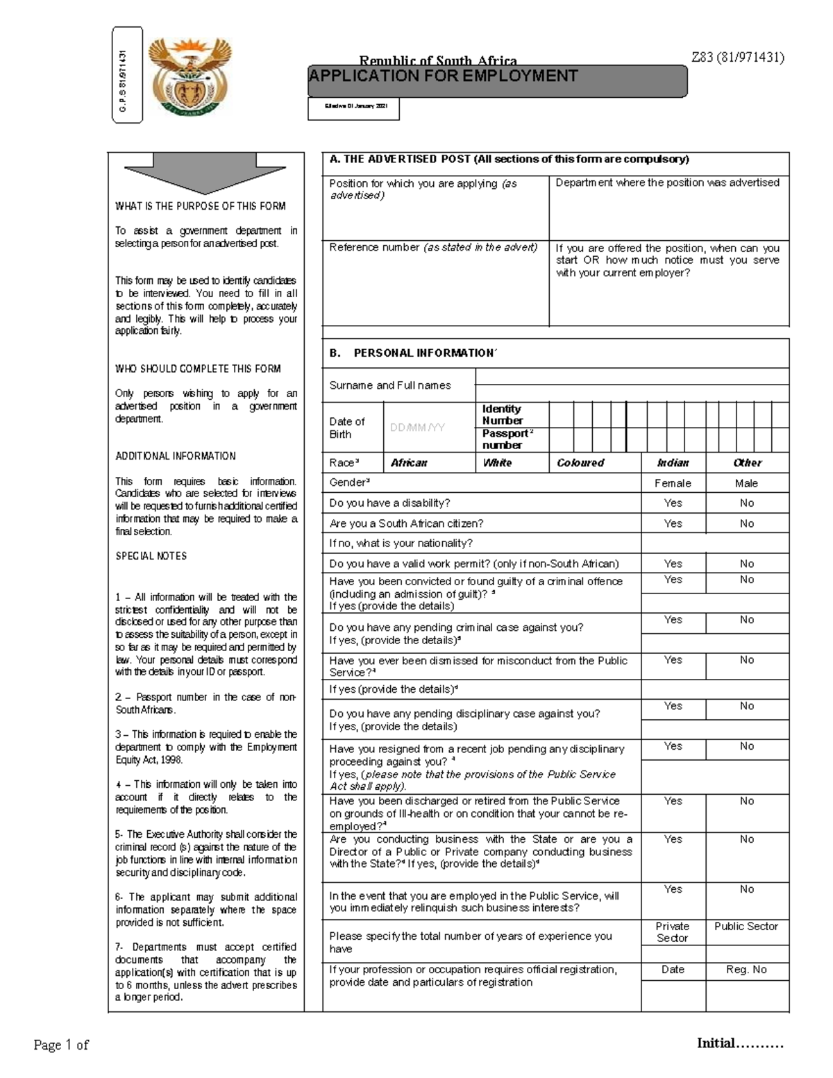 Z83 Employment Application Form Guidelines Effective 2021 Studocu