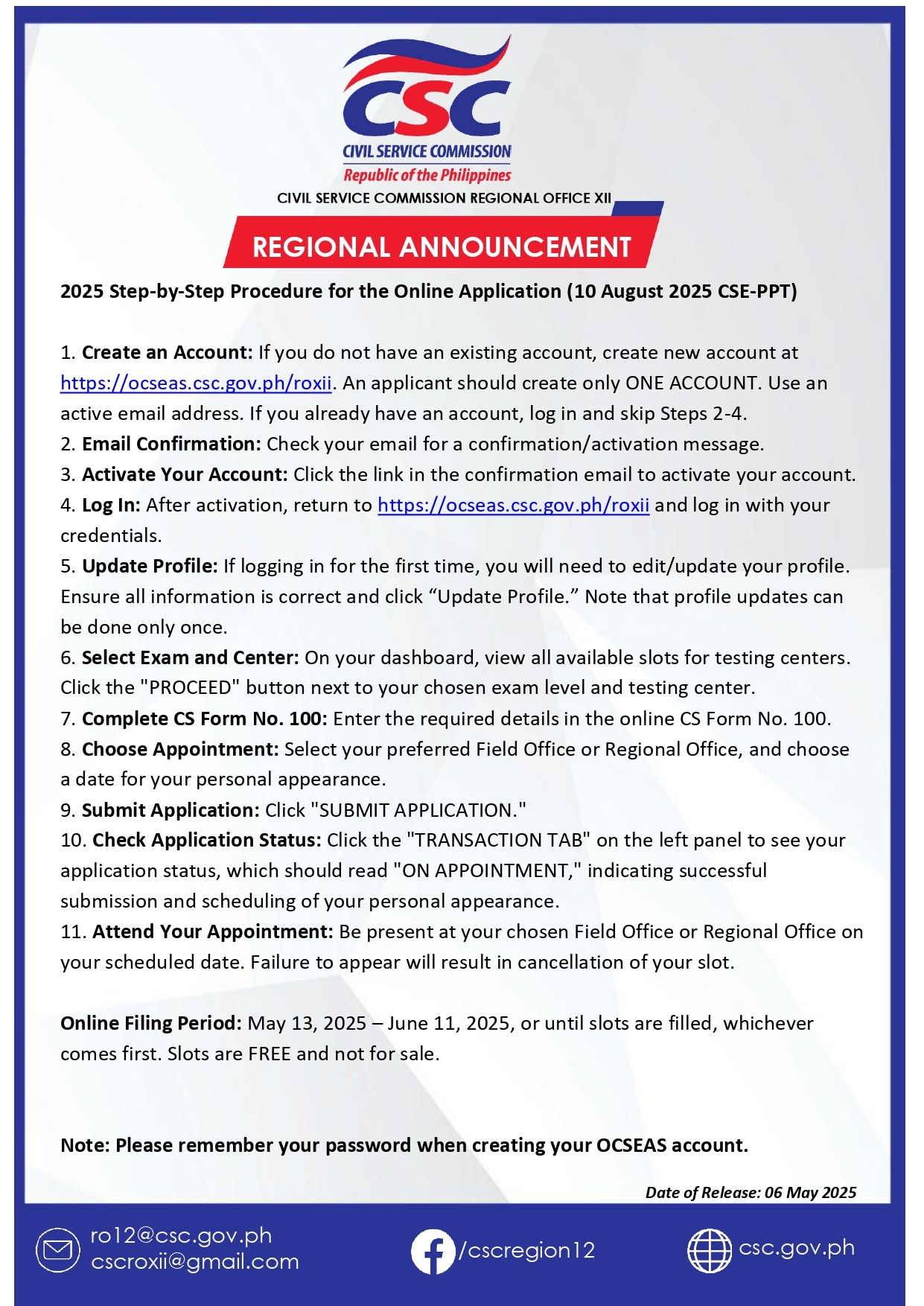 Gov Exam Form 2025