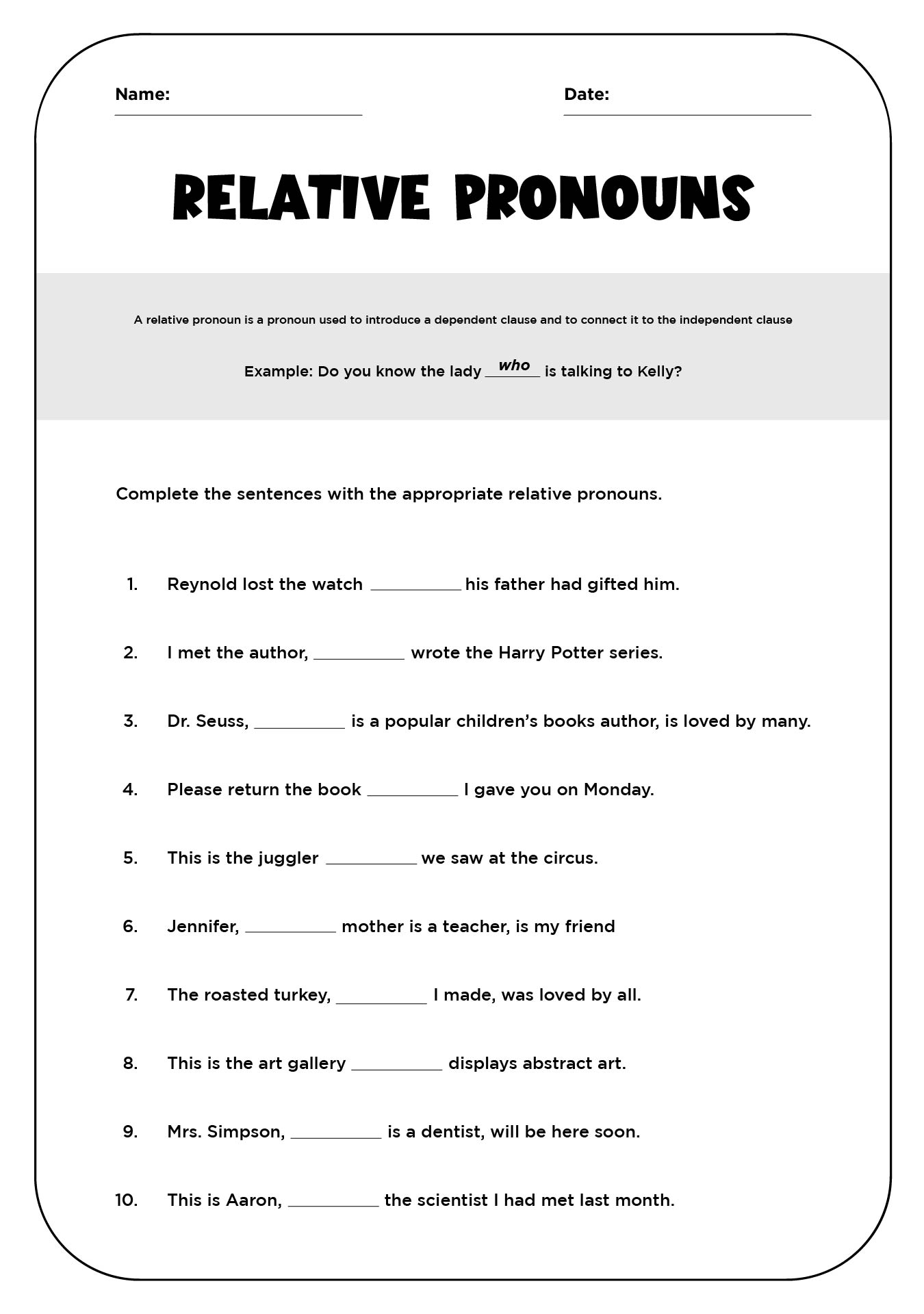 Free Printable English Worksheets 4th Grade