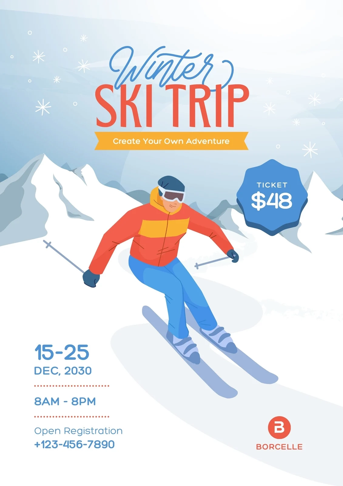 free printable and customizable ski posters canva