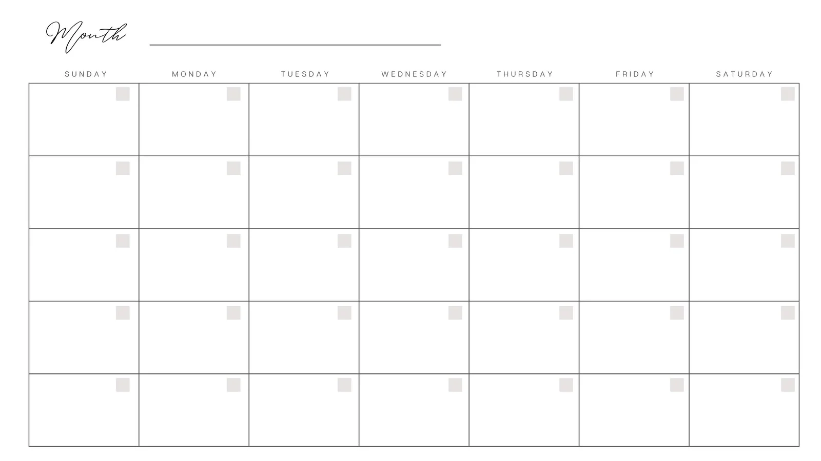 Blank Monthly Calendar Printable