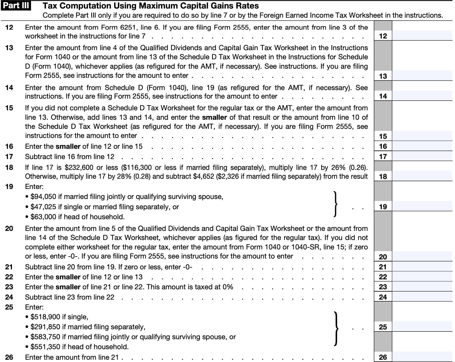 IRS Form 6251 Instructions A Guide To Alternative Minimum Tax