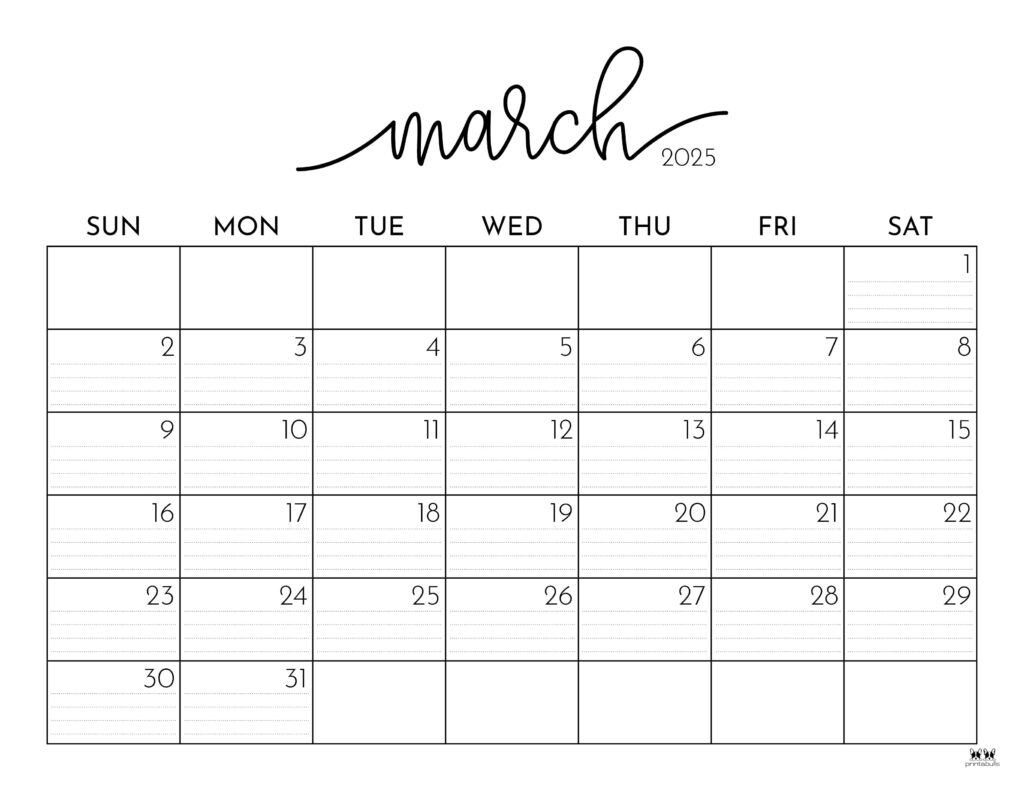 Free Printable Blank Calendar March