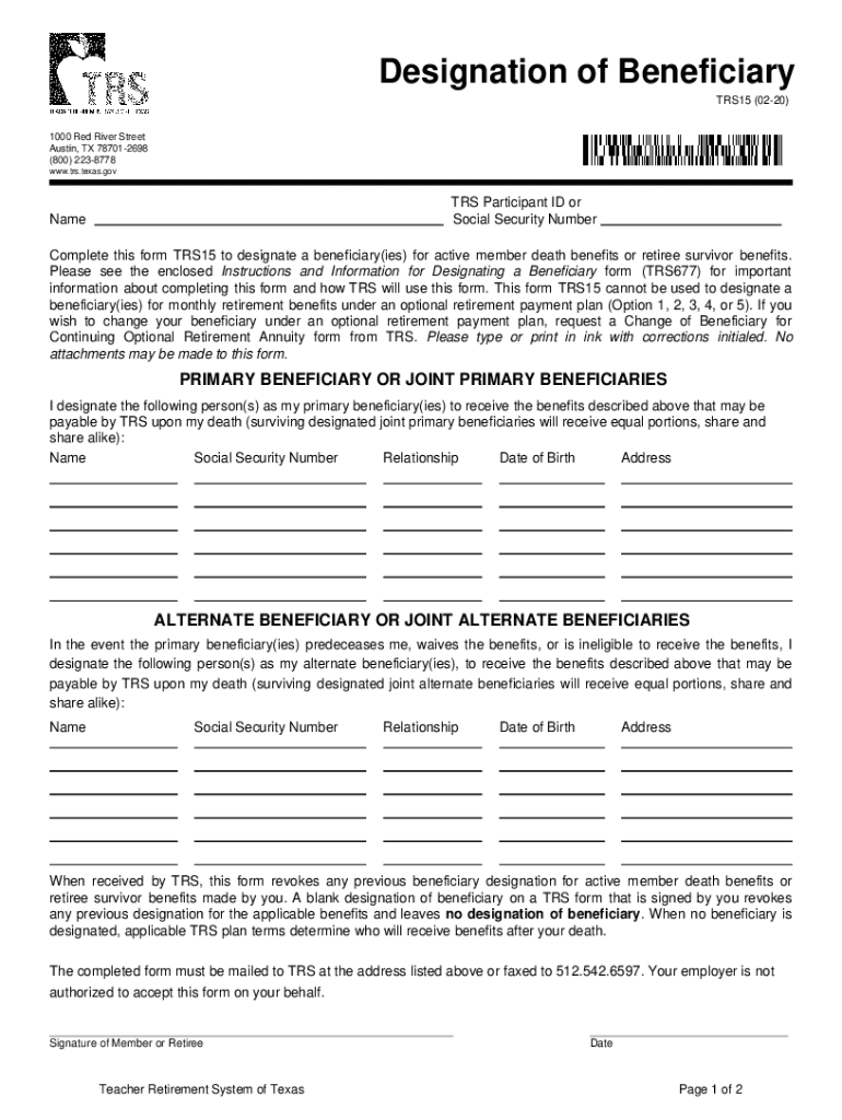 Trs Forms For Retirement